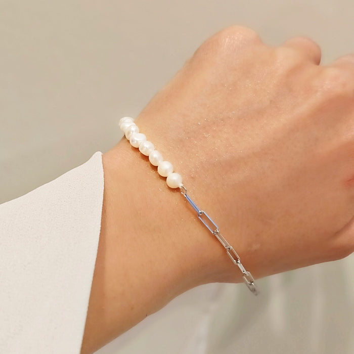 Pearls Paperclip Bracelet – 4.5mm with Freshwater Pearls