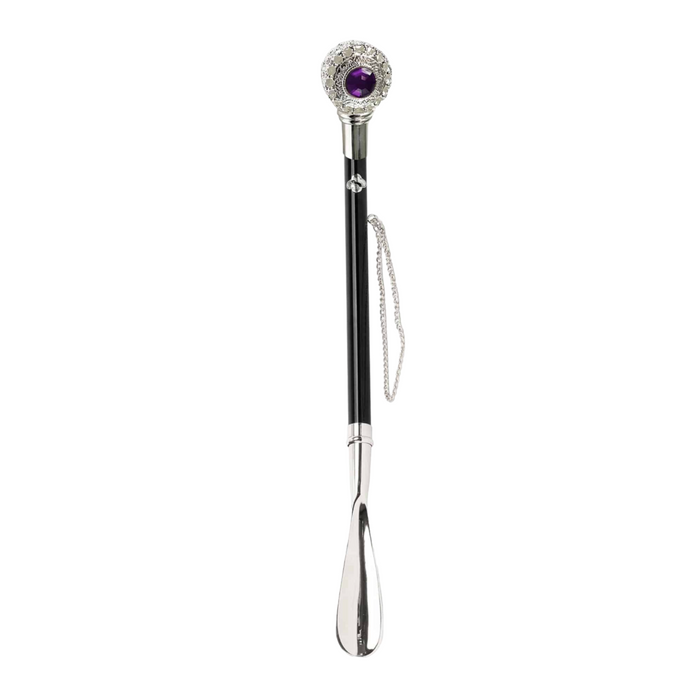 Elegant Shoehorn with Amethyst Crystal Handle