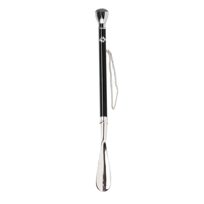 Elegant Emerald-Adorned Knob Handle Shoehorn