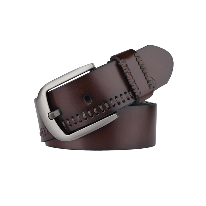 Belt With Visible Stitching In Leather, For Men, Emilio Model