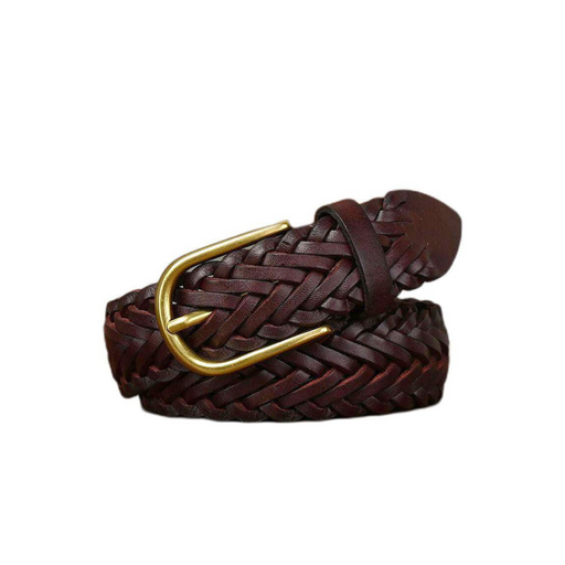 Vintage Braided Leather Belt For Men, Halina Model