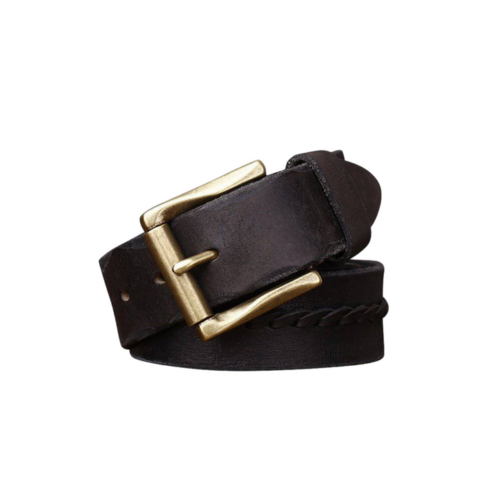 Leather Belt For Men, With Braided Central Strap, Raj Model