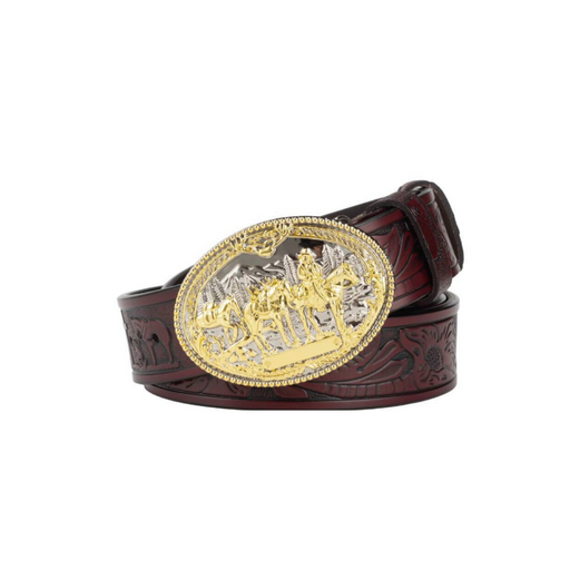 High-quality Gold Western Leather Belt For Men