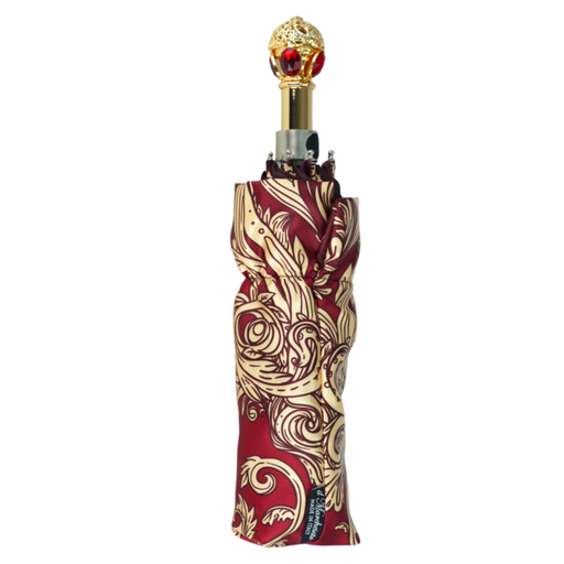  Unique burgundy walking stick with crown design handle