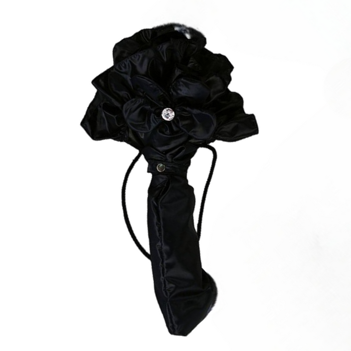 Elegant patterned umbrella with ruffles and Swarovski