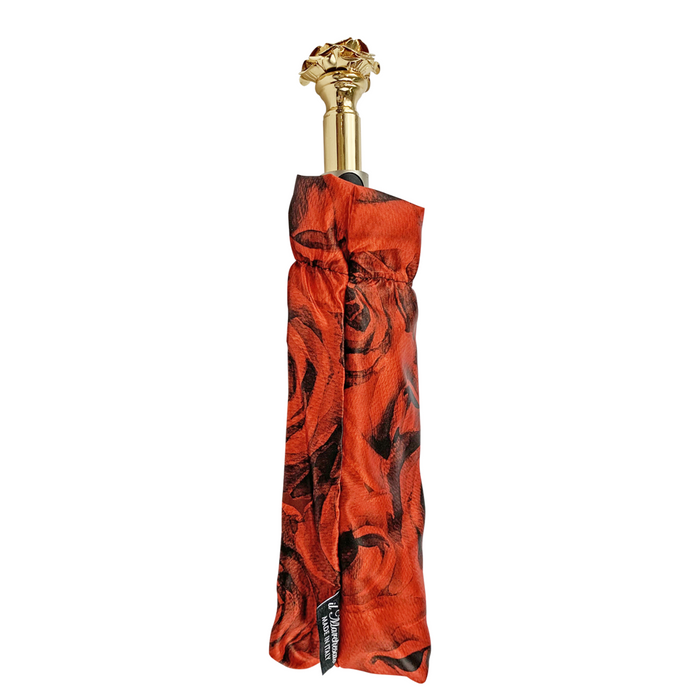 Romantic Folding Umbrella with 24K Gold-plated Rose Handle