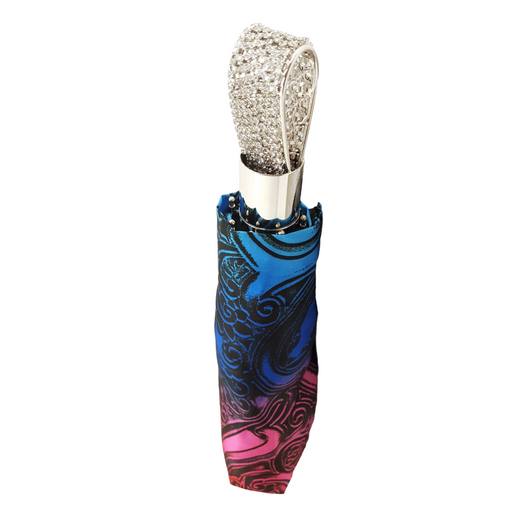 Women's compact folding umbrella with Swarovski crystals