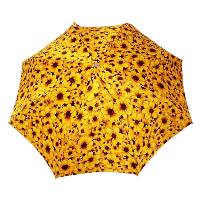 Trendy yellow umbrellas for rainy days with floral prints