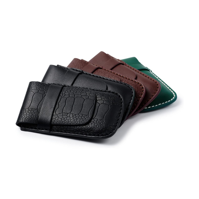 Travel watch pouch with black leather flap