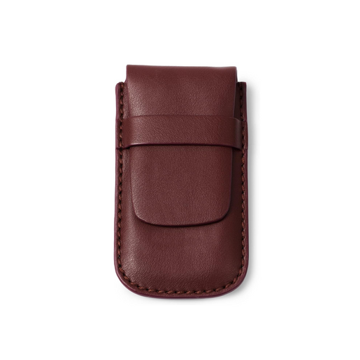Leather watch pouch with flap closure