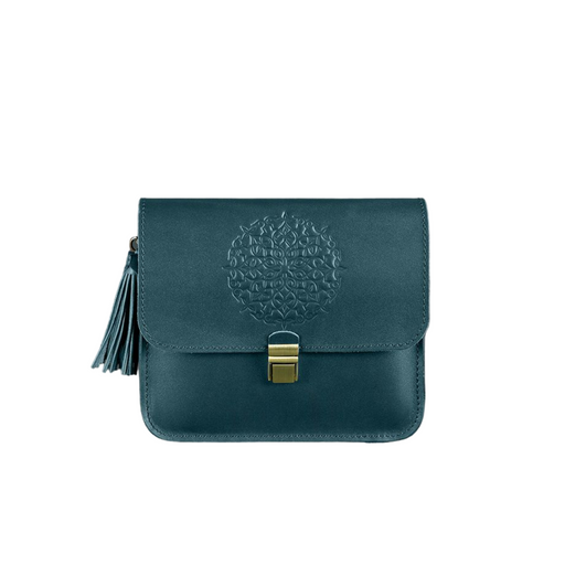 Classic leather crossbody bag with embossing