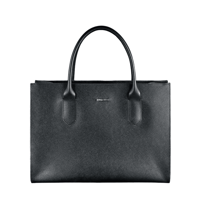 Perfect design black leather tote bag