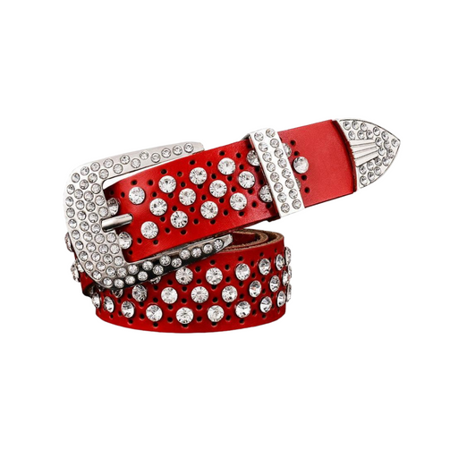 Rhinestone Leather Belt For Women, Quinn Model