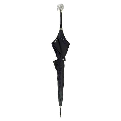 Stunning Lux Silver Swarovski Skull Umbrella with Double Cloth Design