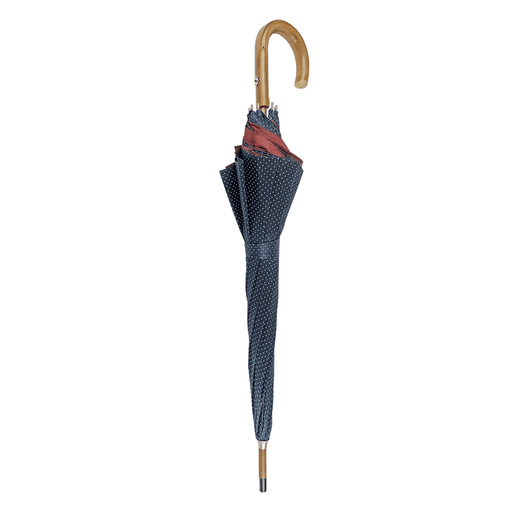 Men's Double Cloth Umbrella in Navy Blue with Classic Dot Pattern for Stylish Rain Protection