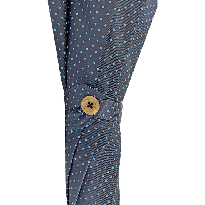 Men's Double Cloth Umbrella in Navy Blue with Dot Pattern