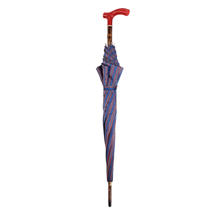 Handmade Red Leather Handle Elegant Burgundy Umbrella