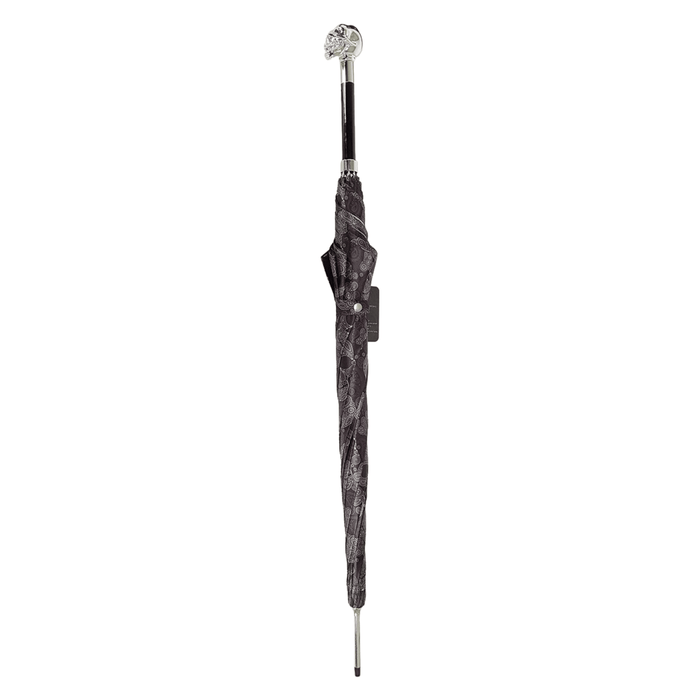 Skull Handle Umbrella with Intricate Patterned Canopy and Luxurious Detailing