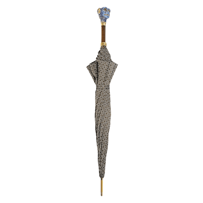 Handmade Umbrella with Original Enameled Monkey Handle