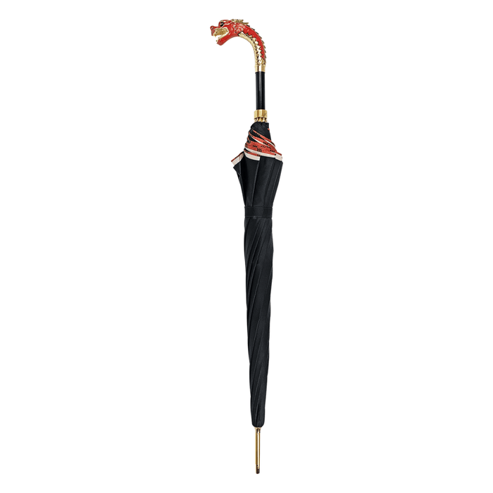 Premium Double Canopy Umbrella with Enameled Red Dragon Handle