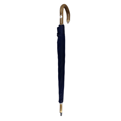 Navy Blue Umbrella with Hand-Curved Natural Chestnut Wood Handle