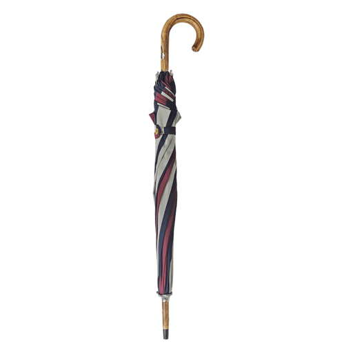 Multicolor Striped Umbrella with Natural Beech Wood Handle