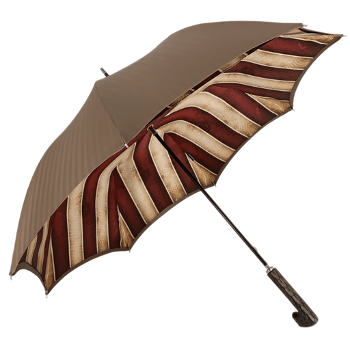 Tobacco Handmade Men's Umbrella Striped Red and Cream