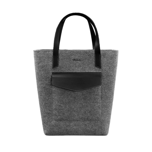 Women's Felt Shopper Bag with Black Leather Inserts