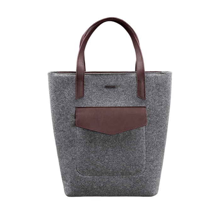 Unique Women's Felt Shopper Bag with Leather Inserts