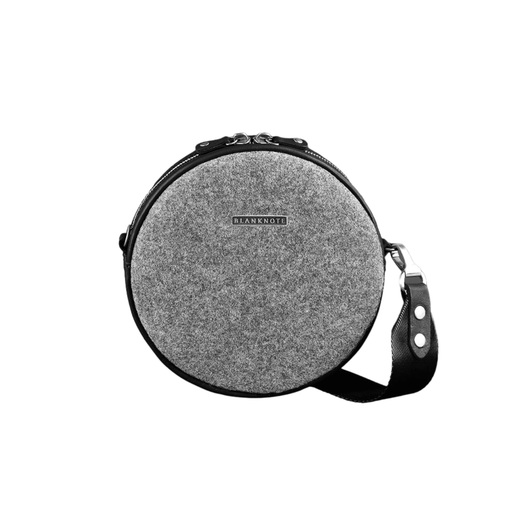 Women's Round Felt Bag with Black Leather Accents