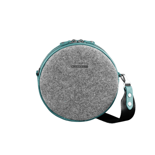 Women's Round Felt Bag with Black Leather Accents