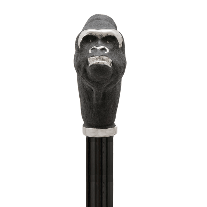 Gorilla Enameled Brass Handle Unique Black Umbrella