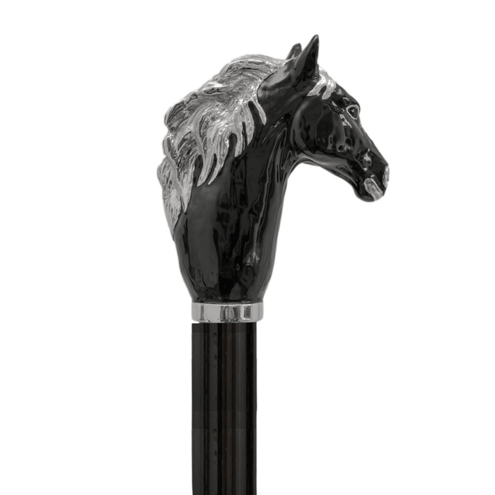 Black Horse Umbrella with Enameled Brass Handle