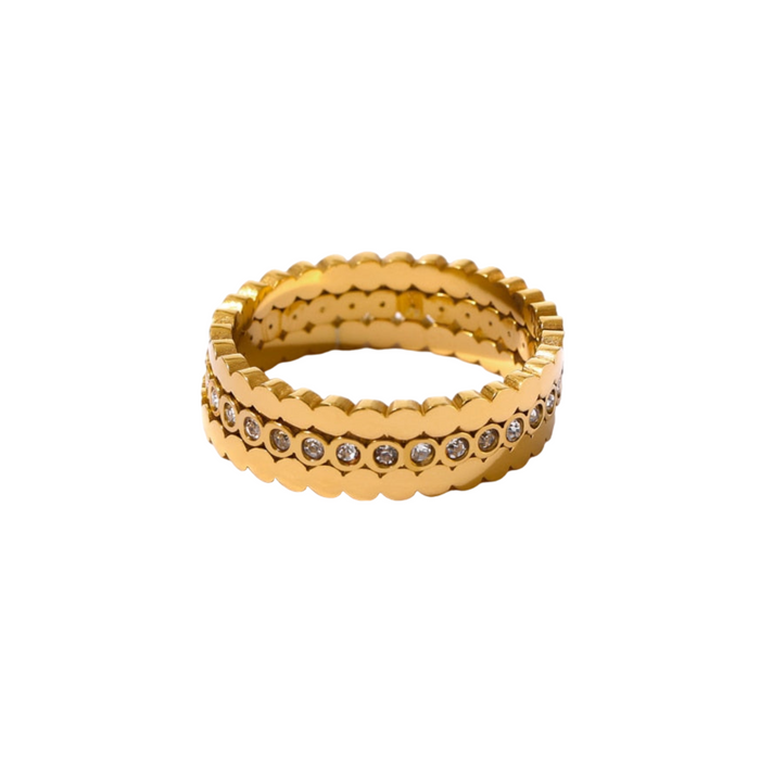 Designer Golden Ring with Crystals for Woman