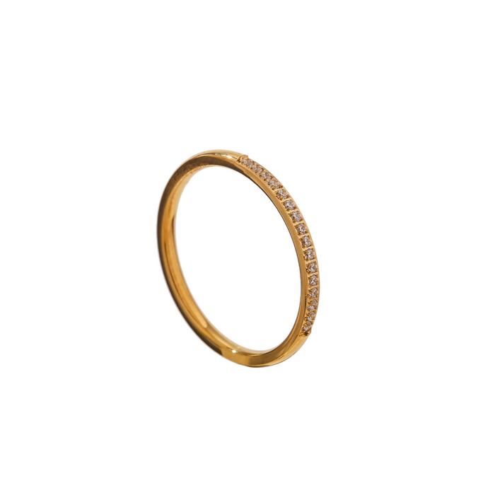 Unique Minimalistic Golden Ring with Crystals