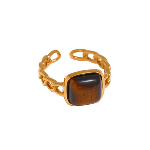 Designer Golden Ring with Brown Crystal