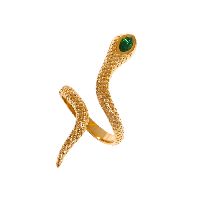 Snake Design Ring with Crystals