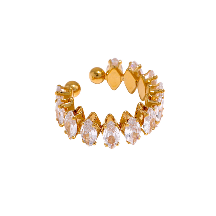 Luxuy Exclusibe Golden Ring with White Crystals