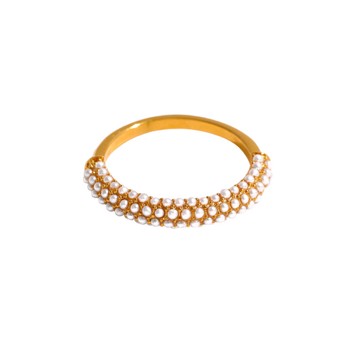 Elegant Golden Ring with Small Pearls