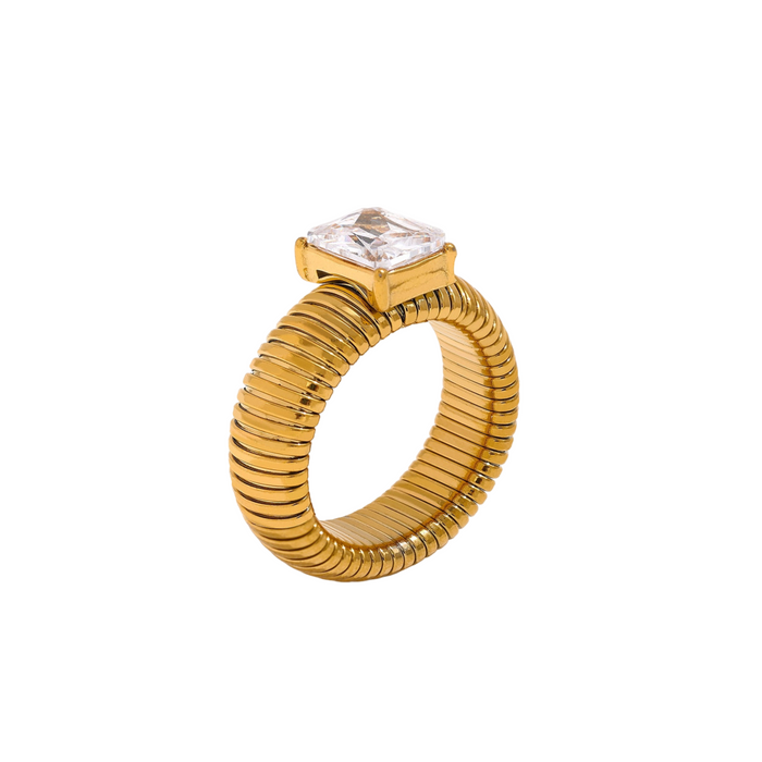 Perfect Design Golden Ring with Crystal