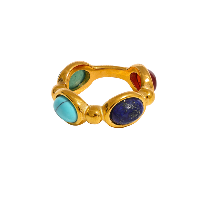 Stylish Golden ring with Colorful Crystals