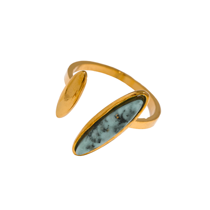 Unique Design Golden Ring with Natural Stone