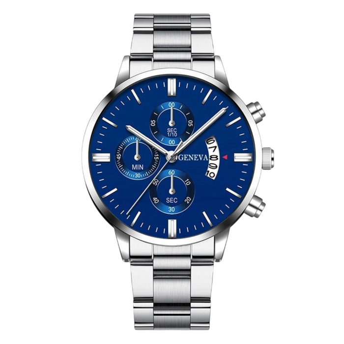 VERITON® Silver and Blue Luxury Watch