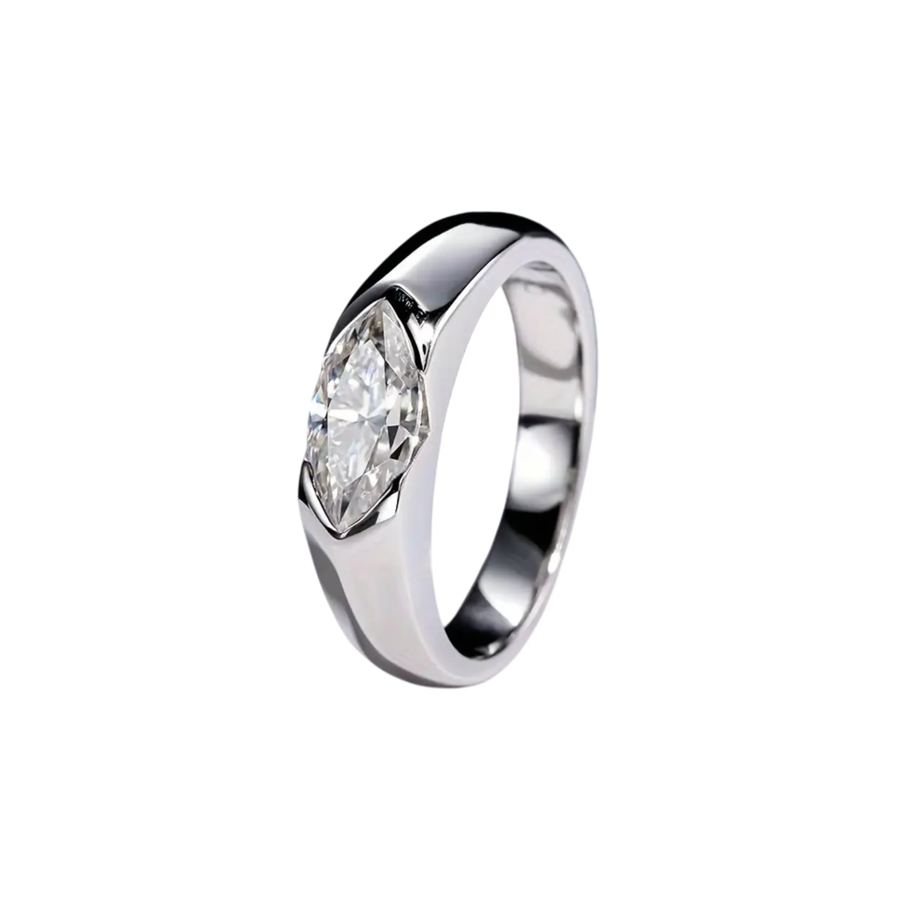 925 Sterling Silver 1 Carat Marquise Cut Moissanite Couple Ring