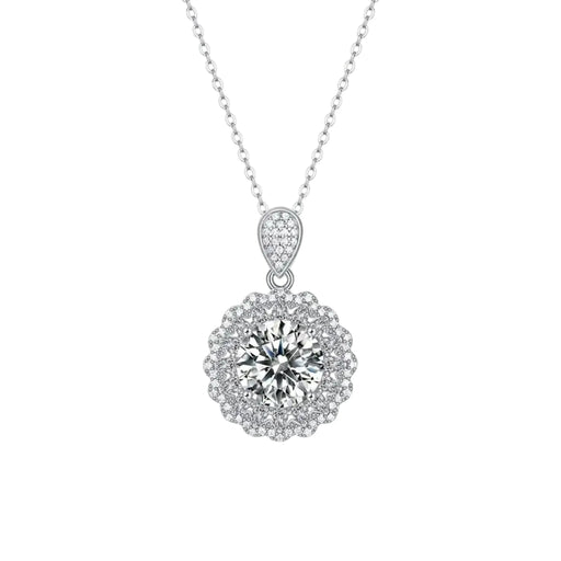 Luxury Moissanite Sunflower Pendant Necklace – Round Cut for Women