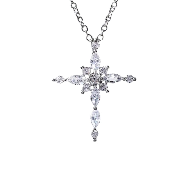 Silvery Zirconia Necklace – Elegant Women's Jewelry