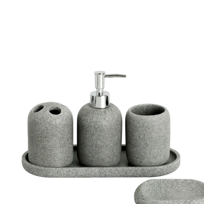 Modern 5-Piece Matte Bathroom Set – Soap Dispenser, Tray & More
