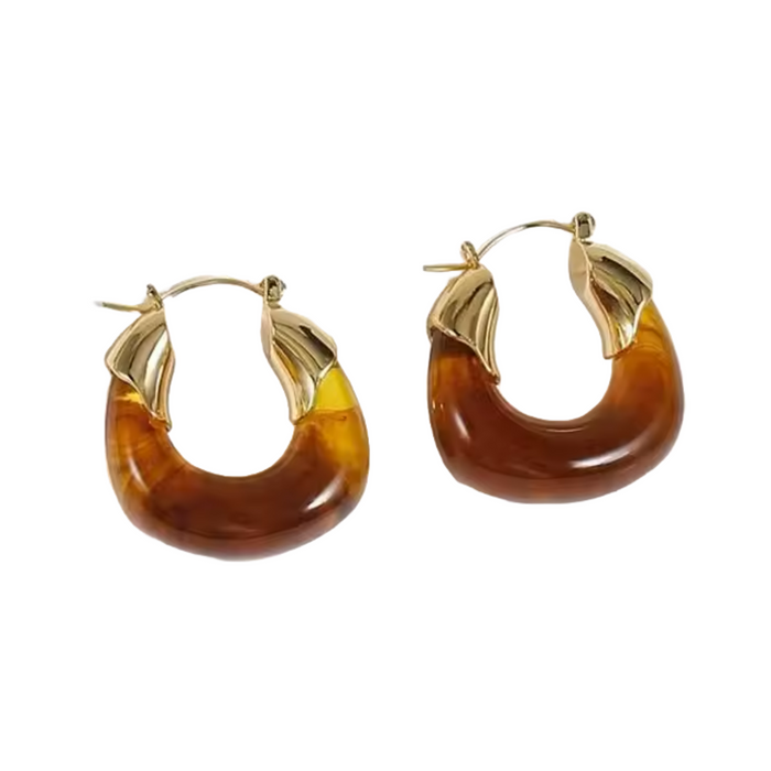 Amber Color Hoop Earrings for Women – Korean Simple Style Jewelry