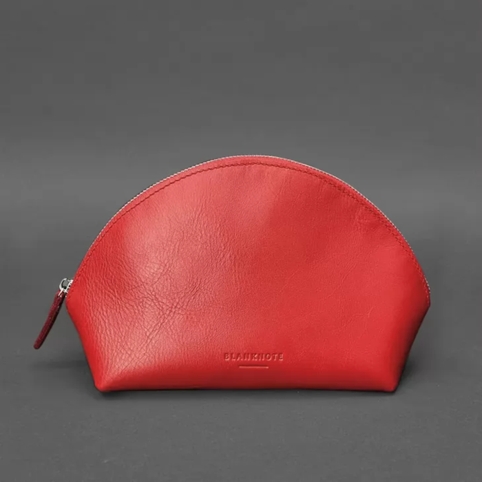 Women’s Leather Cosmetic Bag Crust Leather with Textile Lining