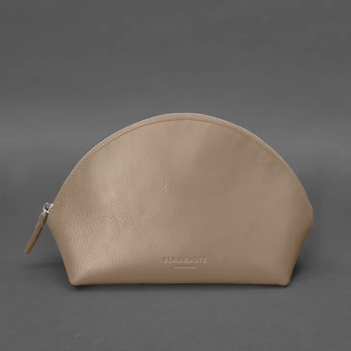 Women’s Leather Cosmetic Bag Crust Leather with Textile Lining